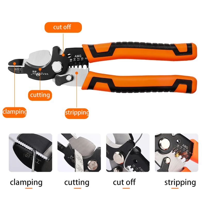 3 In 1 Cutting Pliers Wire Stripper Clamp Professional Electrician Tools Needle Nose Nipper Multifuncional Cutter Hand Tools