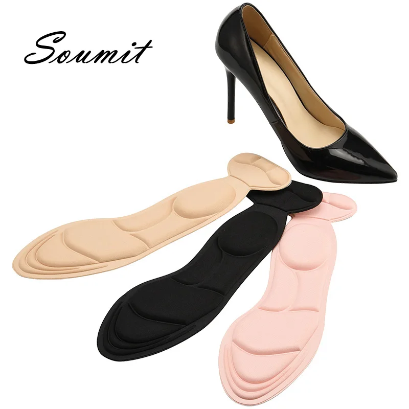 Soumit 5D Soft Sponge Insoles Pad Heel Back Protector High Heel Orthotic Insoles Insert Pad Anti-slip Inner Sole for Women