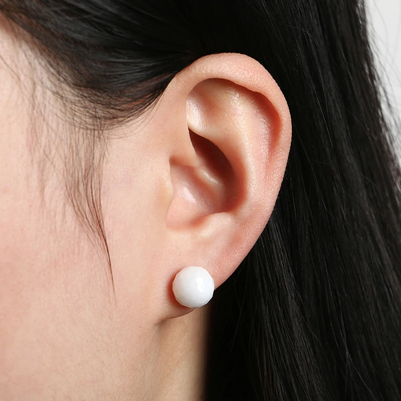 Black White Ball Stud Earrings Healthy Gift For Women Ceramic Needle Women Ceramic Earrings Fashion Jewelry