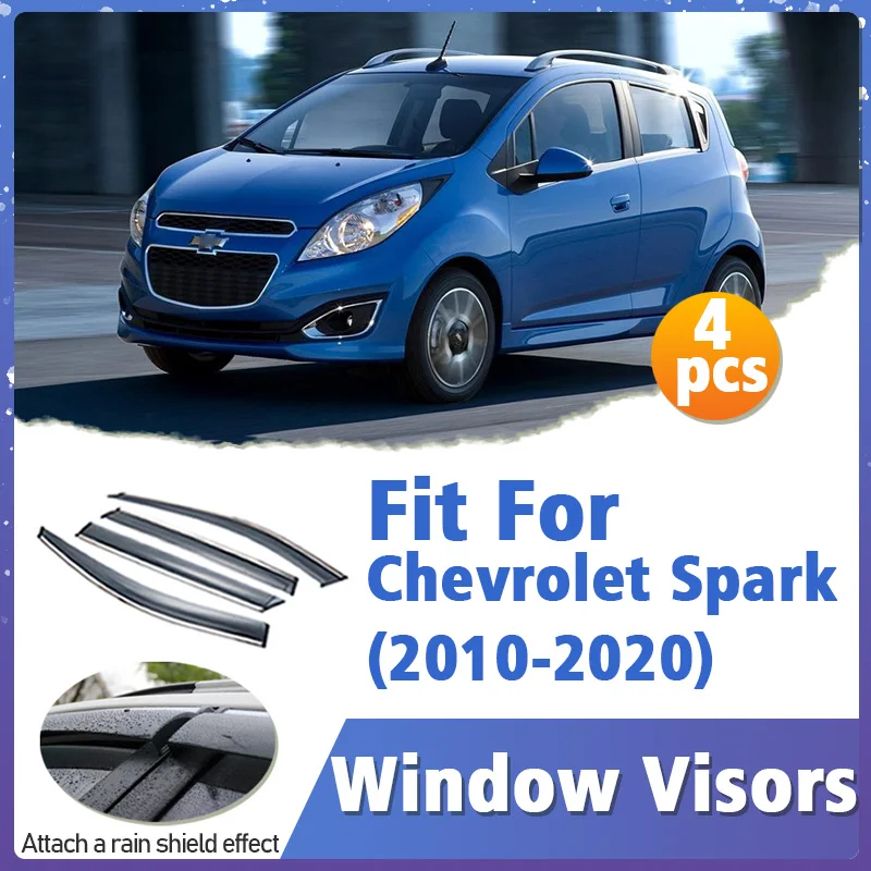 

Window Visor Guard for Chevrolet Spark 2010-2020 Vent Cover Trim Awnings Shelters Protection Sun Rain Deflector Auto Accessories