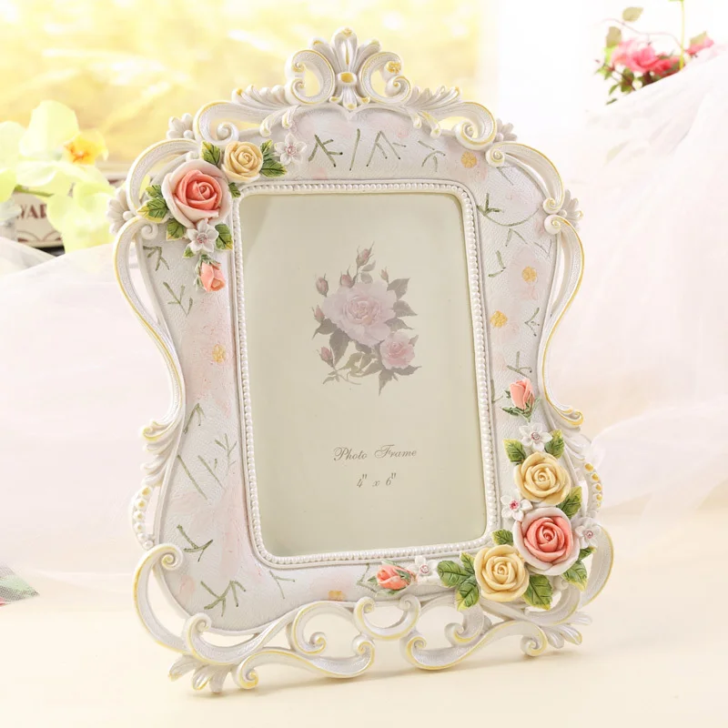 

6 Inch European Style Retro Pastoral Rose Wedding Creative Photo Picture Frame Set-Up Gift Photo Frame