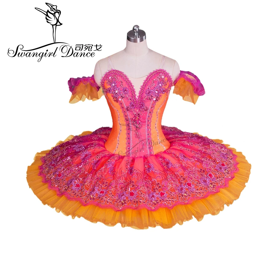 adult orange professional pancake ballet tutus girls classical platter tutu for competition ballet costumes for girlsBT9058