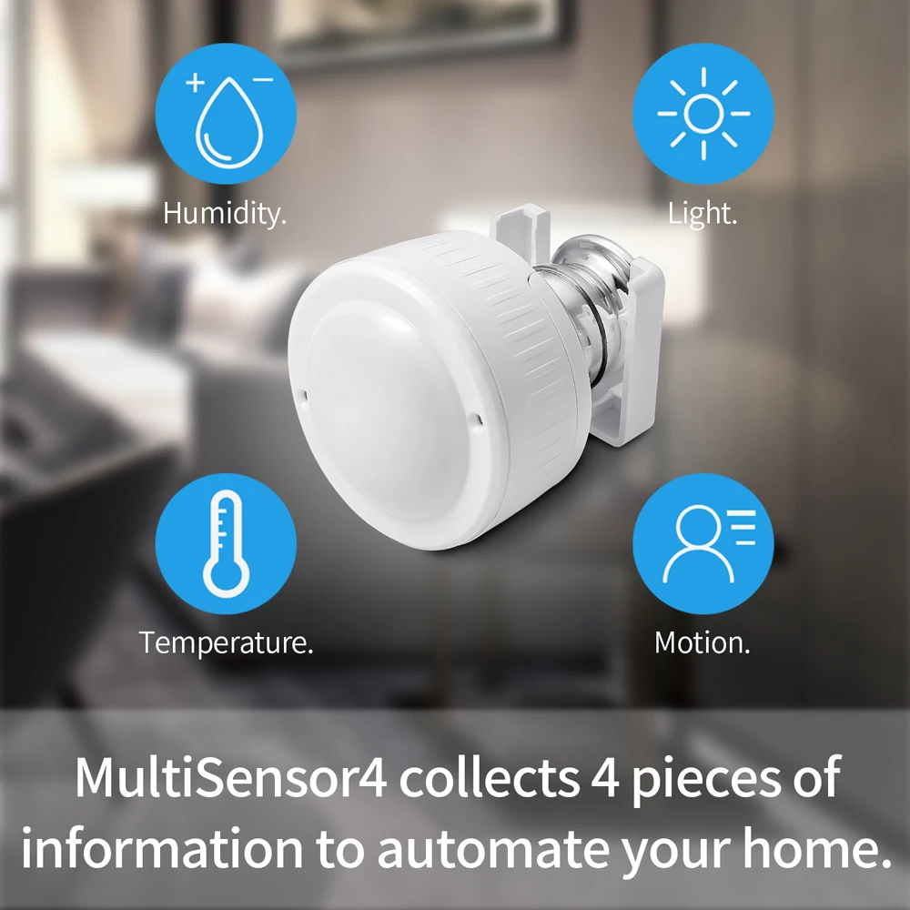 New Tuya ZigBee Multi-Sensor 4 in 1 Smart PIR Motion Humidity Light Temperature Sensor USB Charge Or Battery Operated