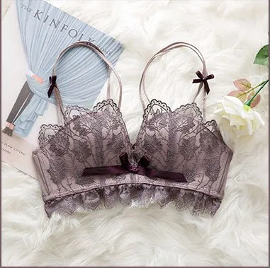 Lace Floral Embroidery Bra Backless Push Up Bras For Women Sexy Lingerie Comfortable Adjustable Wireless Bralette