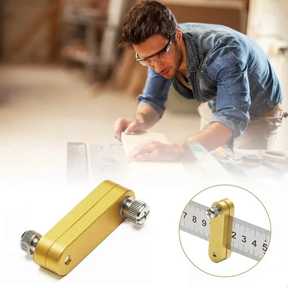 Fashion Steel Ruler Positioning Block Woodworking Scribe Drawing Mark Line Gauge Carpenter DIY Measuring Carpenter Tools