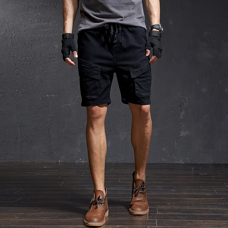 

New Men's Short Men Pants Cotton Overall Casual Man Sandbeach Knee Length Short Cargo Pant (No belt) FSN827