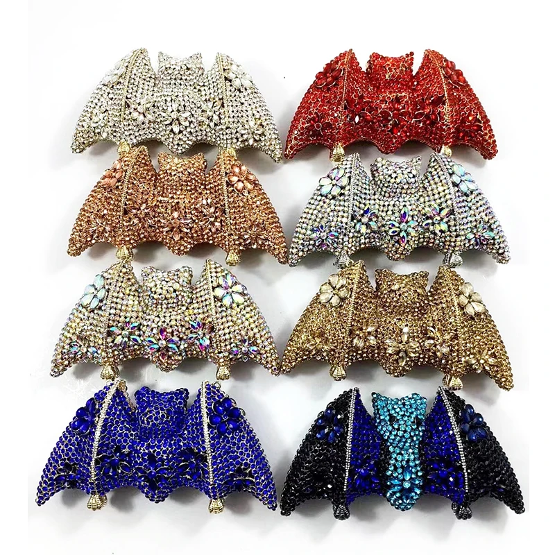 

8 Colors Blue/Red/Champagne Rhinestone Crystal Women Dinne Bags Luxury Designer Diamond Animal Shape Lipstick Small Party Purse