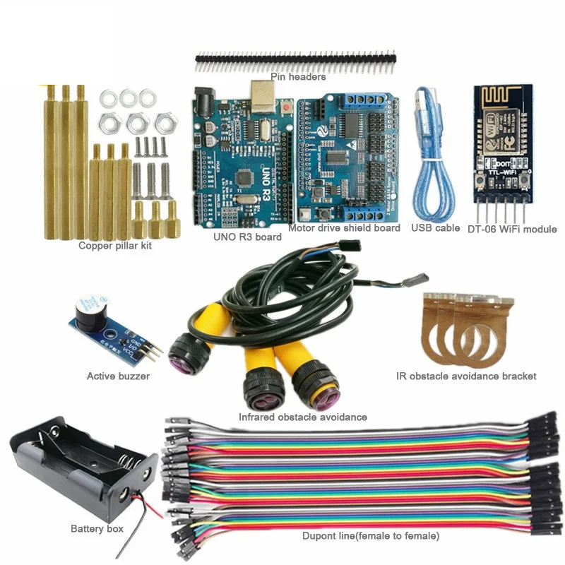 WiFi-Steuerung Hindernisvermeidung Stoßdämpfender Smart Robot Crawler Tank Car Chassis TS100 mit DT-06 WiFi-Modul Telefonsteuerung