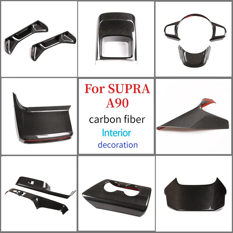 For Toyota SUPRA MK5 A90 real carbon fiber body door center console control panel internal and external stickers auto parts