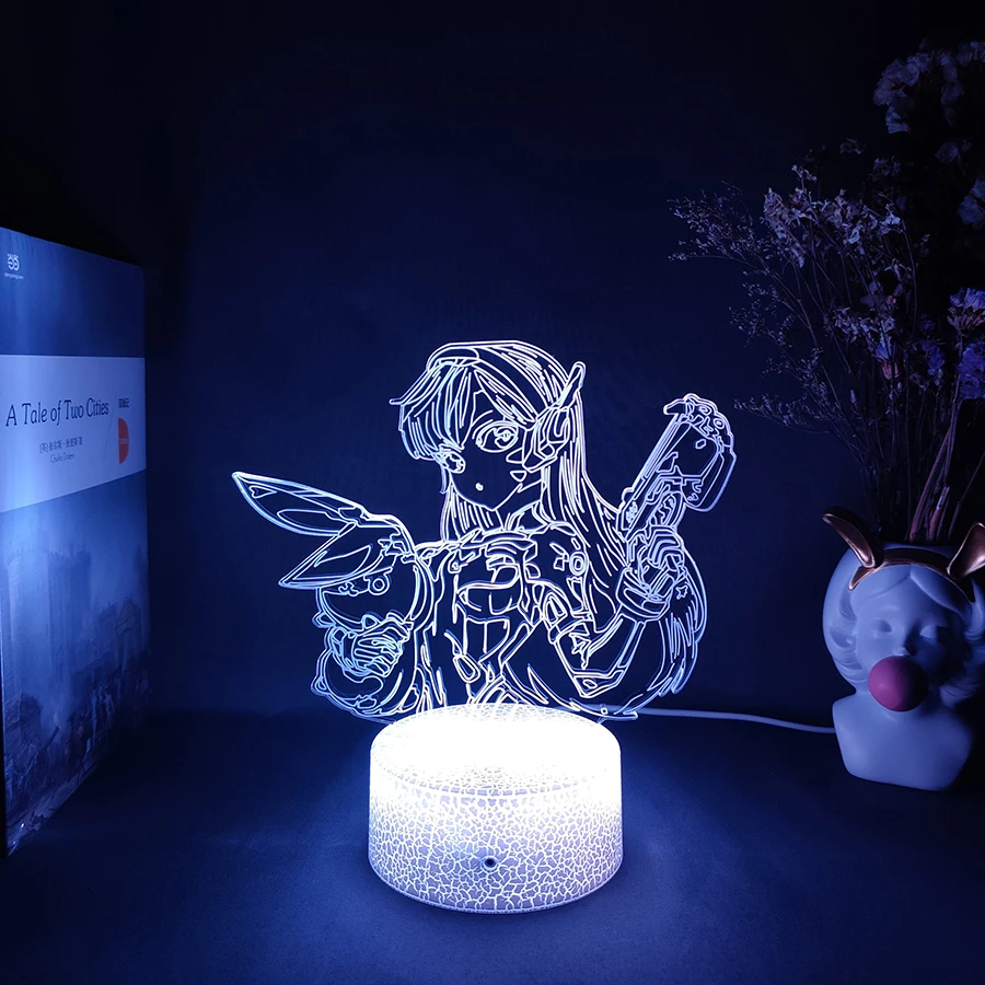 Game Overwatch DVA Figurine 3D Illusion Lamp Computer Room Desktop Light Home Decoration Atmosphere Lighting Decor Xmas Gift