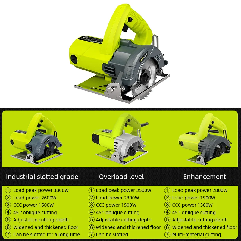 Imagem -03 - Serra Elétrica Multifuncional Ajuste de Alta Potência Ângulo e Profundidade de 1500w3800w 110 mm 220v Azulejos de Mármore e Madeira