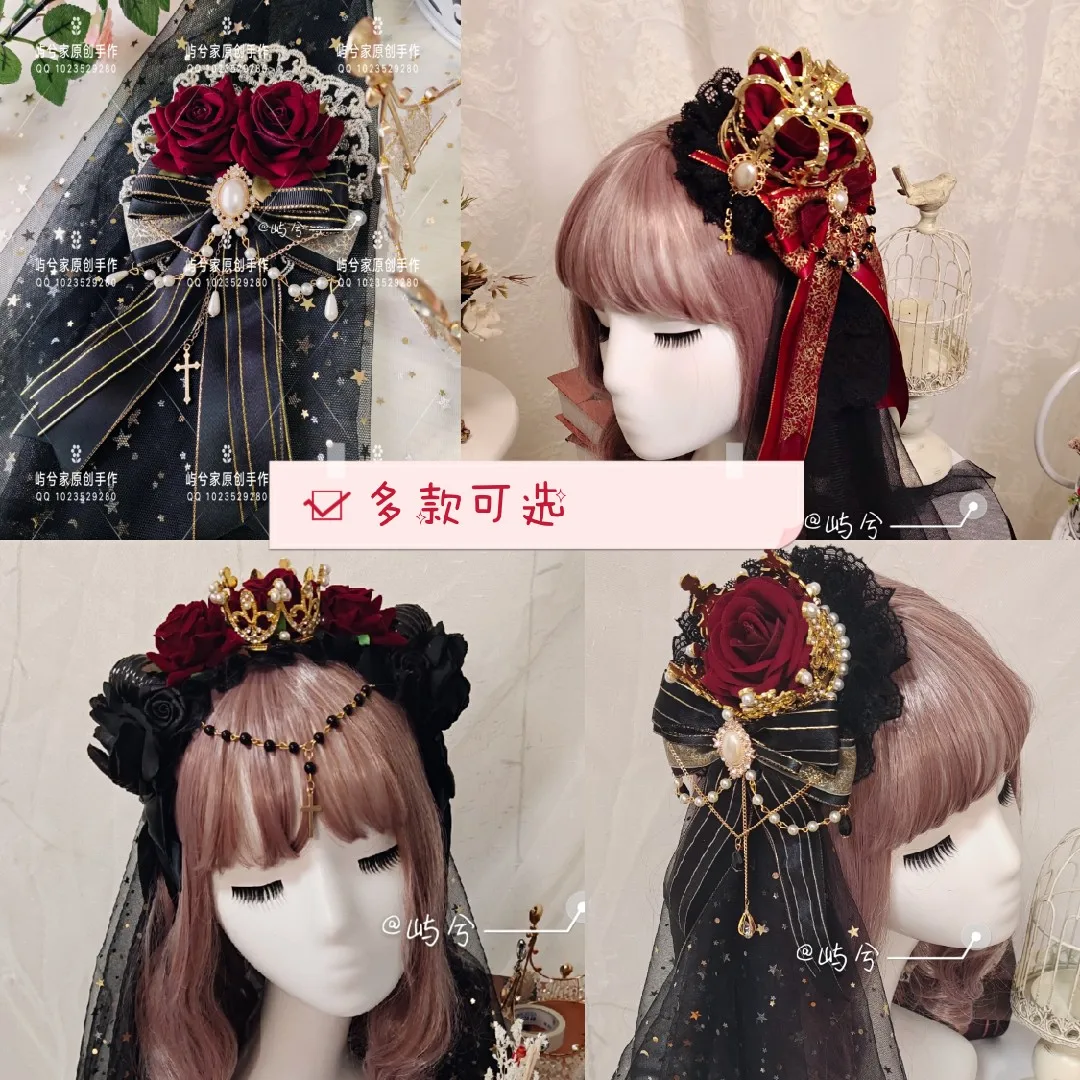 Lolita hand made gothic kill diablo Lolita crown spend horn hair hoop luxuriant tea party hair accessories