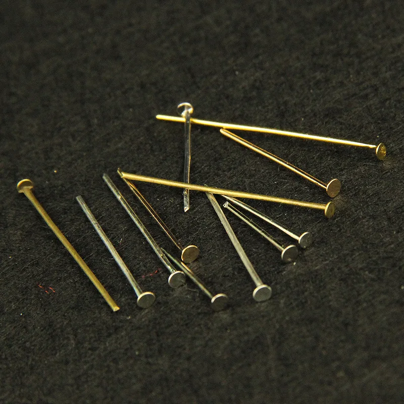 

100-200pcs 15 20 25 30 40 50 60 mm Flat Head Pins Gold/Silver/Copper/Rhodium Headpins For Jewelry Findings Making DIY Supplies