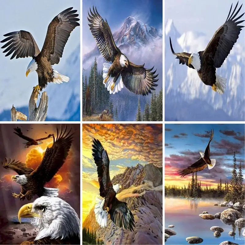 

GATYZTORY 5D Diamond Painting Animal Eagle Square/Round Embroidery Cross Stitch Kit Painting Mosaic DIY Home Decoration Gift