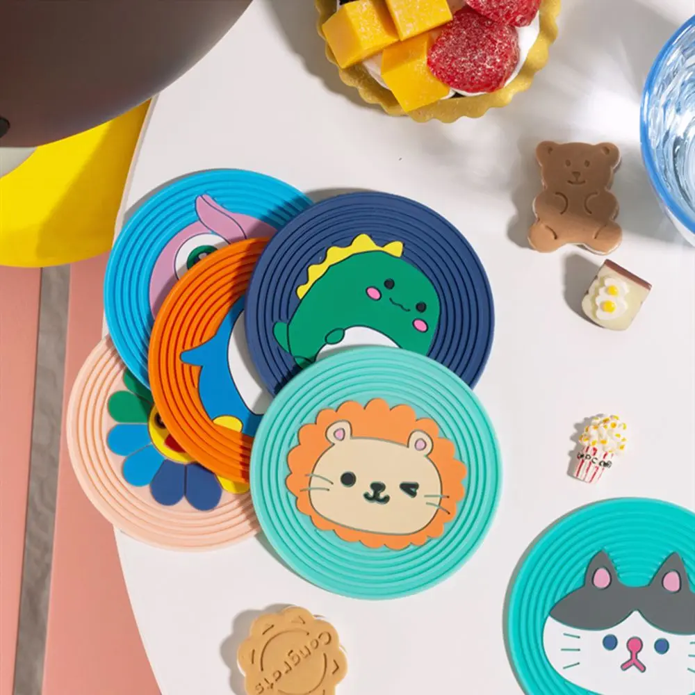 

Table Decor Kitchen Insulated Pad Cartoon Heat Resistent Animals Silicone Coaster Cup Mat Place Mats Placemats