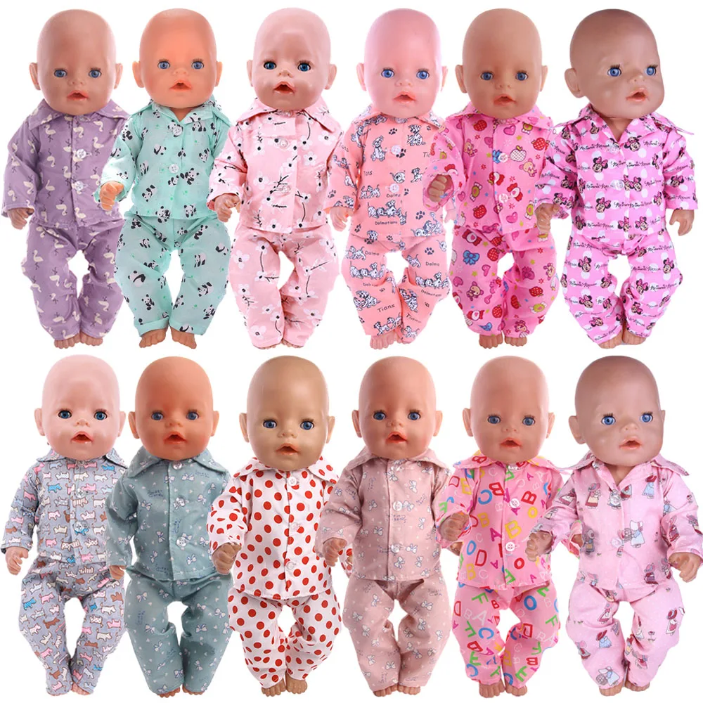 Doll Clothes Dsiney Cartoon Pajamas Nightgowns Fit 18 Inch American of Girl`s&43Cm Baby New Reborn Doll Zaps Our Generation Toy