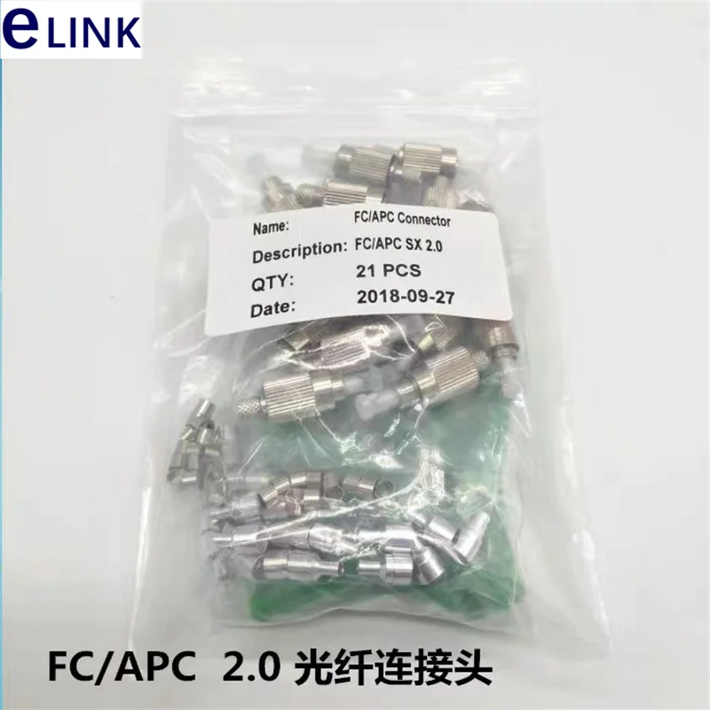 Kits pré-montados de conectores de fibra, acessório óptico, ELINK, FC/UPC com virola cerâmica, verde, SM MM, 3.0mm, 2.0, 0.9, 1000pcs