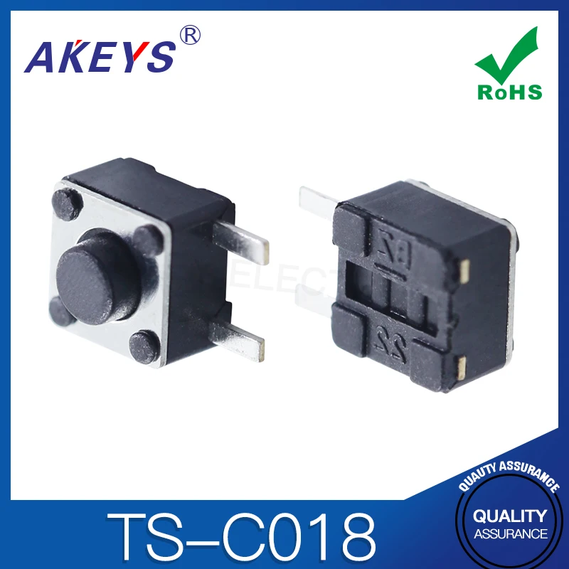 20pcs TS-C018 4.5*4.5 Side 2-pin Tact Switch with Electronic Components Inserted On the Side 4.5X4.5 Micro Button