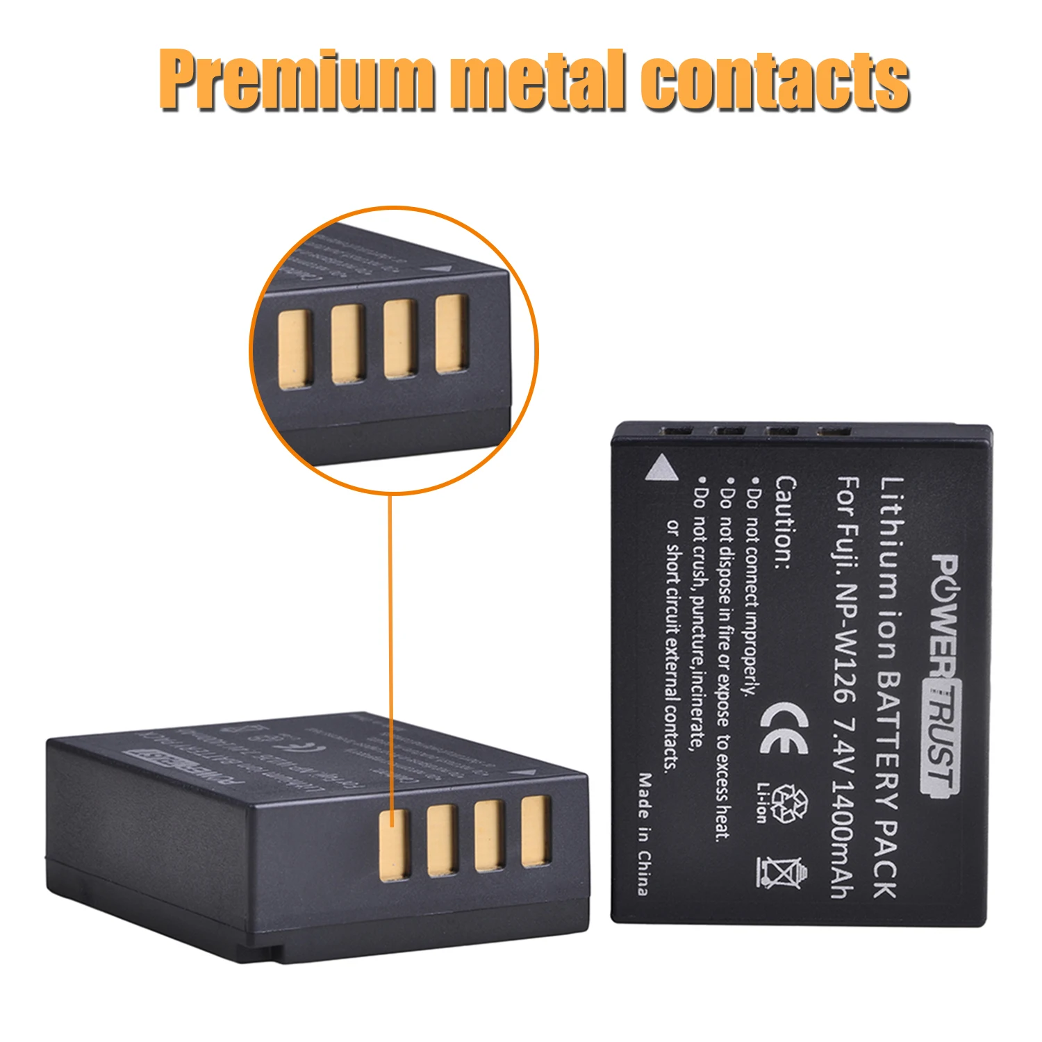 Batería de cámara de NP-W126 de 1400mAh + cargador USB LED para Fujifilm X100F, NP-W126S, X-A1, X-A2, X-A3, X-A5, X-A10, X-E2, X-E2S