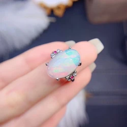 2022 Luxury Big Size Natural Opal Rings for Women Jewelry Gift Genuine Colorful Gemstone Fine Jewelry Real 925 Sterling Silver