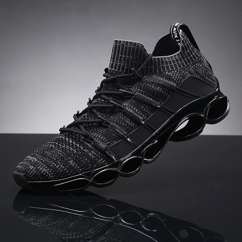 Erkekler spor açık ayakkabı akıllı sneaker elastik örgü nefes Vamp koşu ayakkabıları erkekler için spor ayakkabıları Sneakers