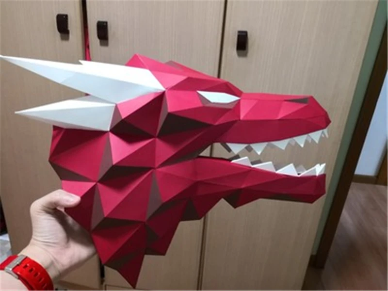 3D Paper Red Dragon Puzzles, Jogo de Poder, Mãe, Cabeça Modelos, Presente Adulto, Crianças, Decorações de Parede, Decoração de Casa, Brinquedos DIY, Arte