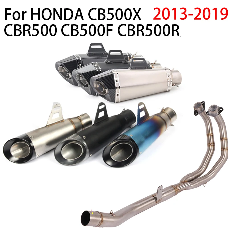 Modified Full System Motorcycle Exhaust Front Link Pipe Muffler Escape Moto For Honda CBR500R CBR500 CB500X CB500F