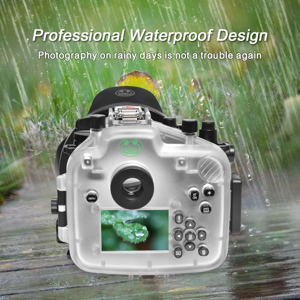 SeaFrogs 40m/130ft Waterproof Camera Housing for Canon EOS R with Flat Long Port and 6'' Dome Port Underwater Protective Cover