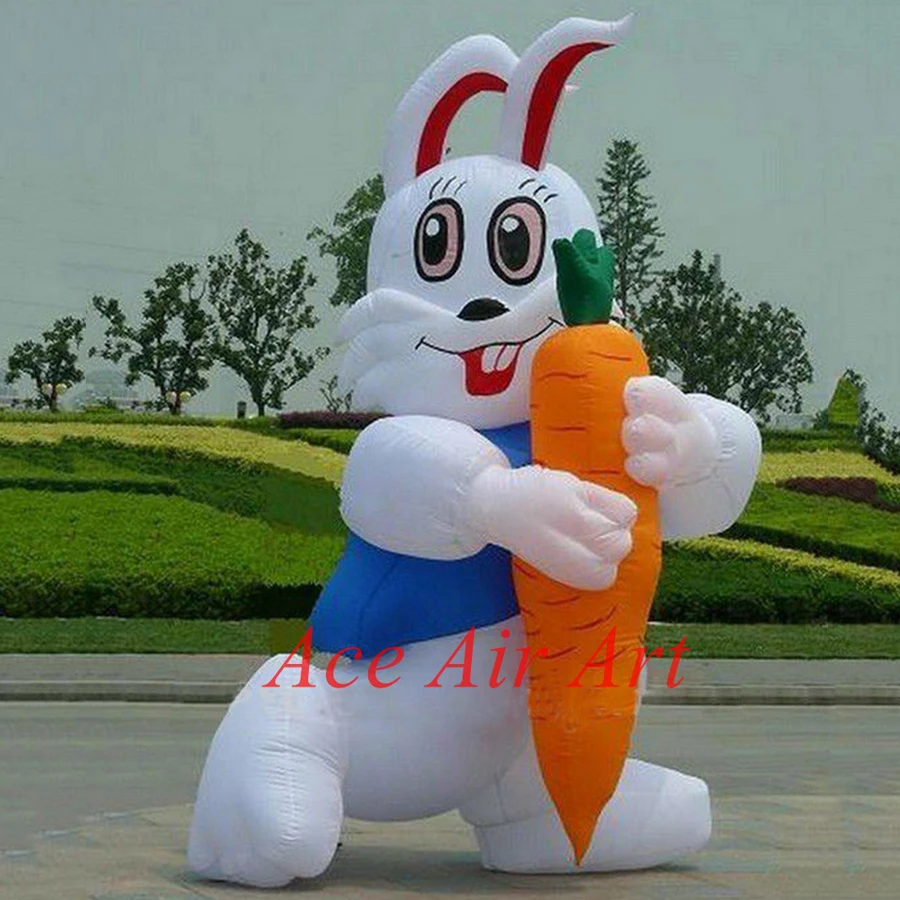 Inflatable Bunny and Rabbit for Easter Events Decorations, Big Balloon, Holding A Carrot