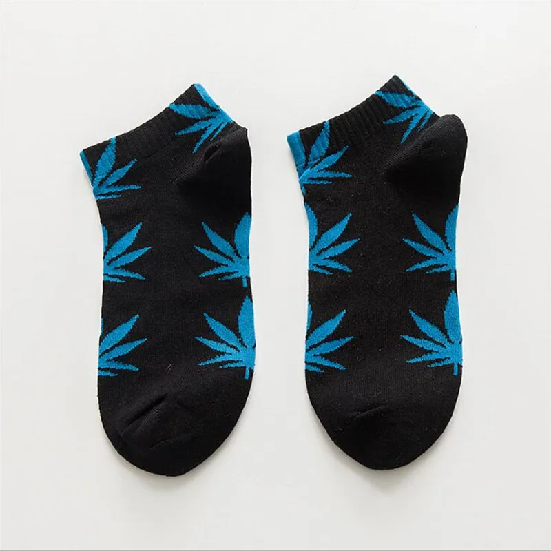 Spring Men Weed Short Socks Fashion Colorful Maple Leaf Patterned Couple Socks Men\'s And Women\'s Cotton Hip Hop Ankle Socks