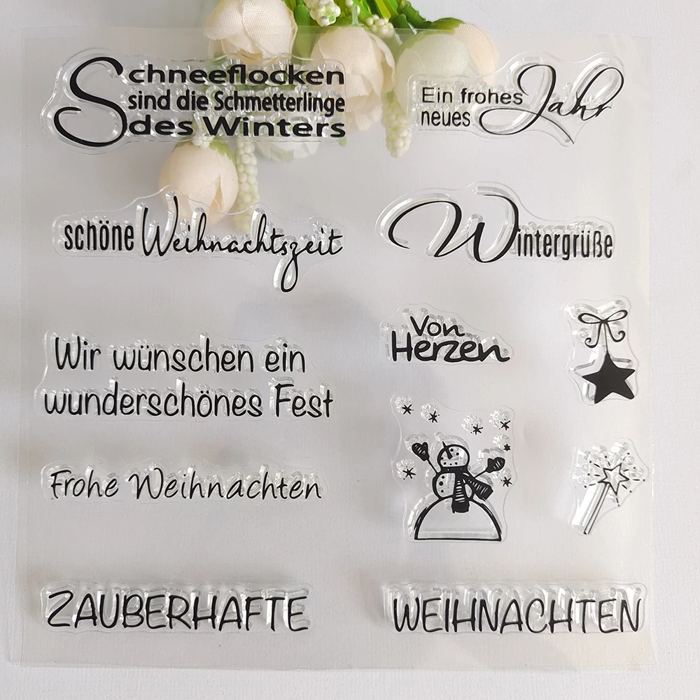 German Christmas Wishes Series 4 Clear Stamps/Seals For DIY Scrapbooking/Card Making/Album Decorative Silicone Stamp Crafts