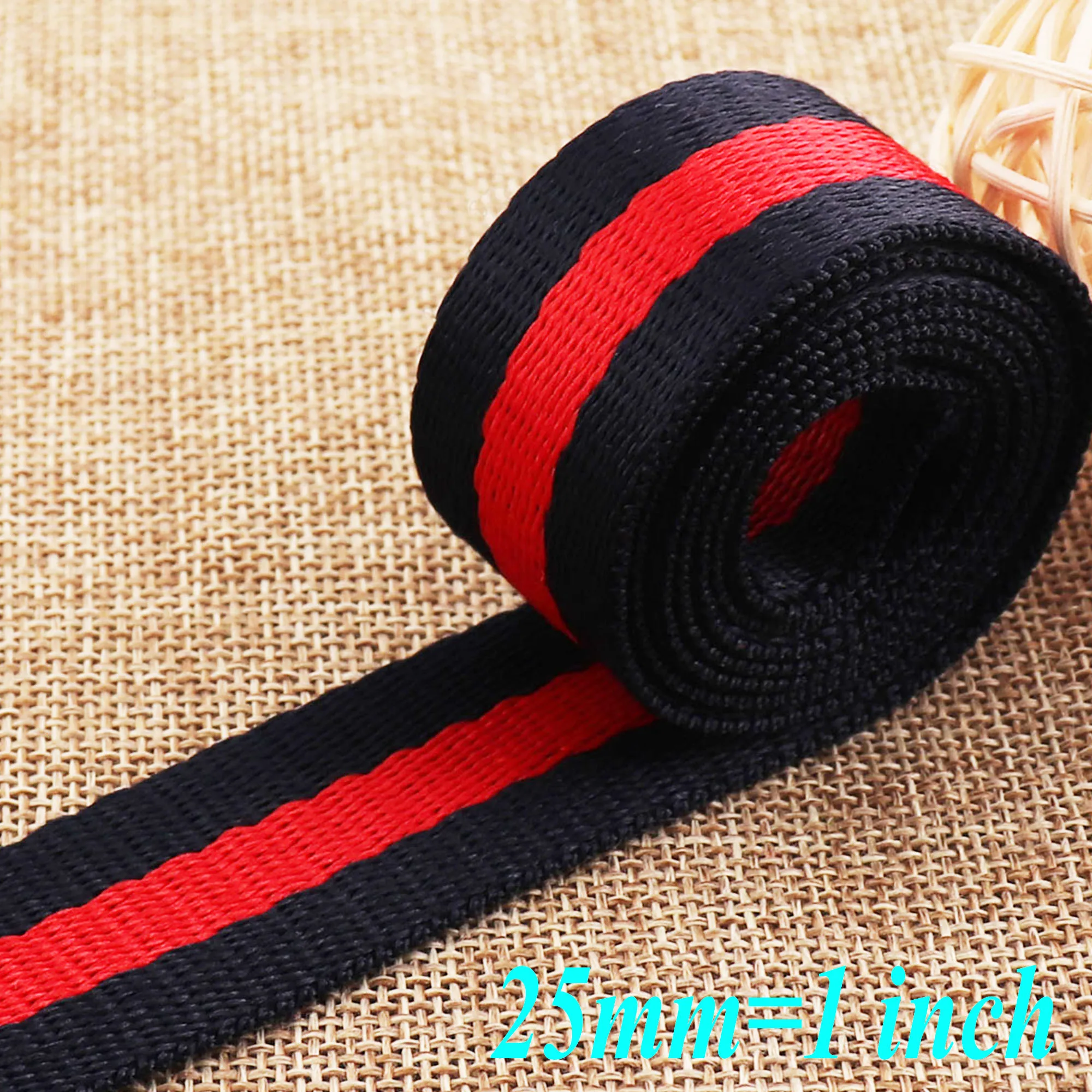 

1" Webbing Dark Blue Red Striped Cotton Webbing Ribbon Key Fobs hardware Bag Belts Purse Straps Dog Collar 25MM
