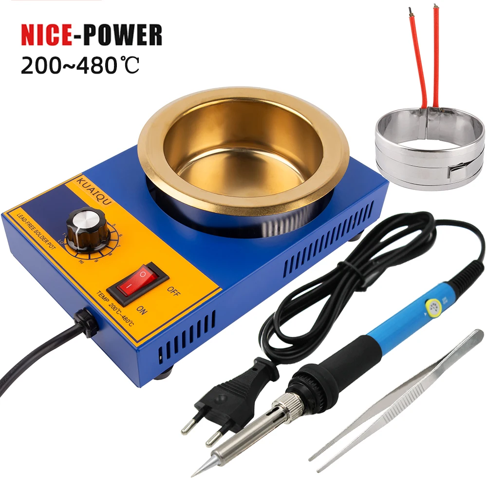 300w Solder Melting Pot Tin Furnace Thermoregulation Soldering Desoldering Bath 100/80/50/37mm 200~480 Centigrade EU Plug