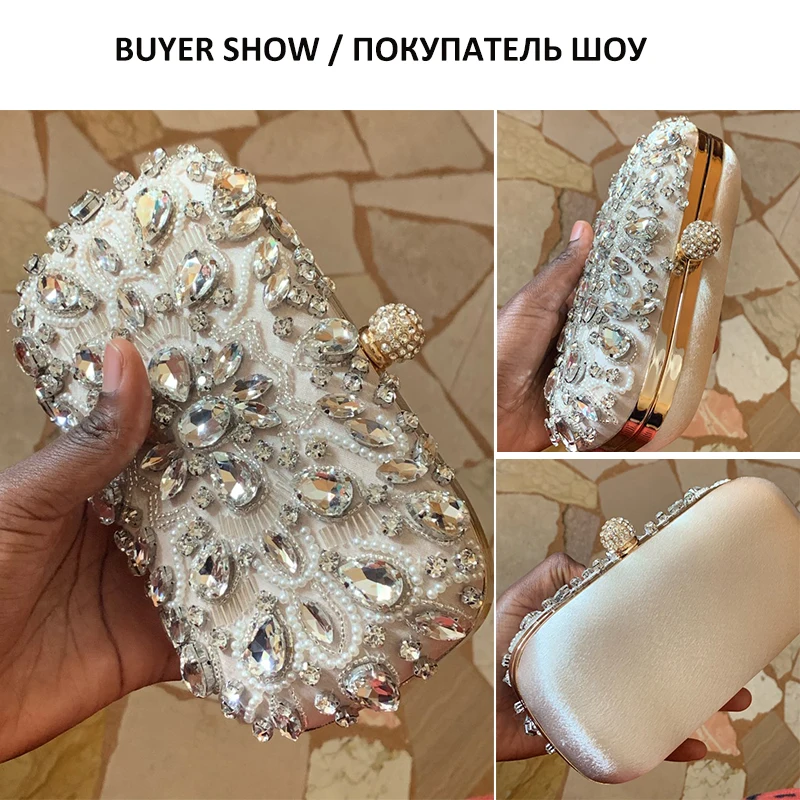 Wedding Clutch Women\'s Clutch Bag Party Purse and Handbag Pearl Clutch Luxury Handbags Women Bags Designer Apricot Wallet bolsa