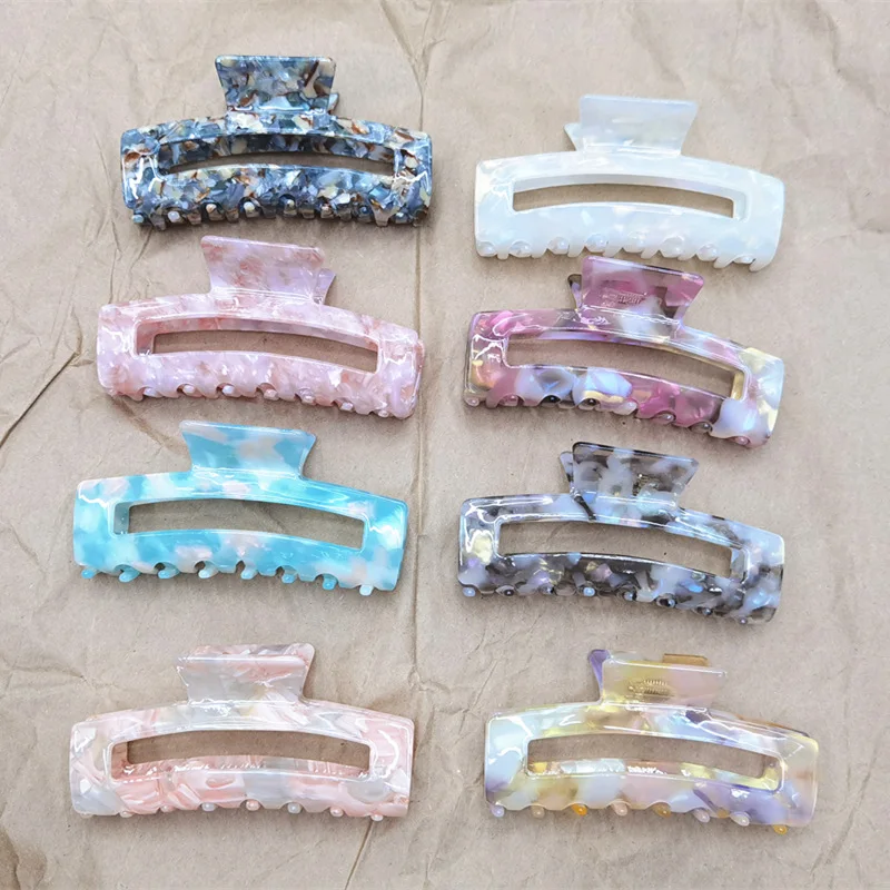 Fashion Flower Print Large Hair Claws Geometric Hair Clamp Grab Hair Styling Hair Clips for Women Girls Hairpin Hair Accessories