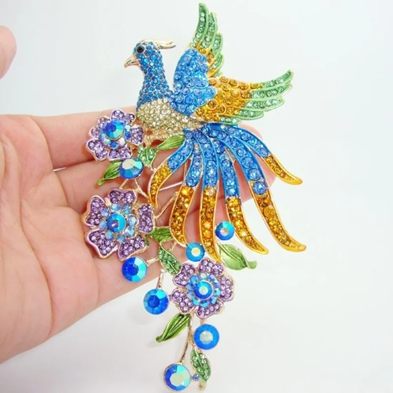 Fashionable, Exquisite, Beautiful and Colorful Multi-Color Peacock Flower Brooch