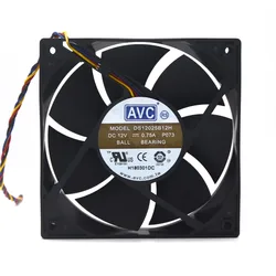 PWM Fan For AVC DS12025B12H 120X120X25mm DC 12V 0.75A 2 Ball Bearing Fan High Speed CFM Airflow Axial Cooling 12cm