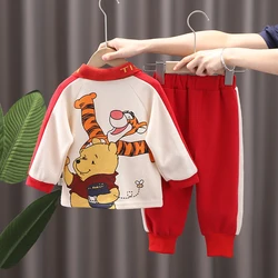 Spring Summer Baby Boys Girls Winnie Bear Clothes Set Kids Cartoon Long Sleeve T-shirt+Pants 2Pcs Suit Toddler Children Clothing