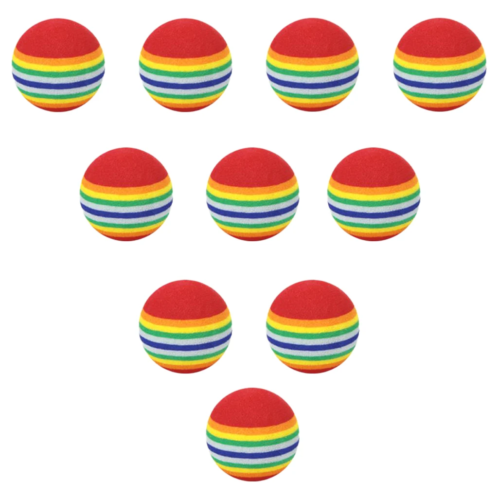 10pcs 35mm 38mm42mm EVA Foam Soft Rainbow Stripe Golf Training Balls Swing Golf Club Beginner Practice Training Aids Ball Indoor