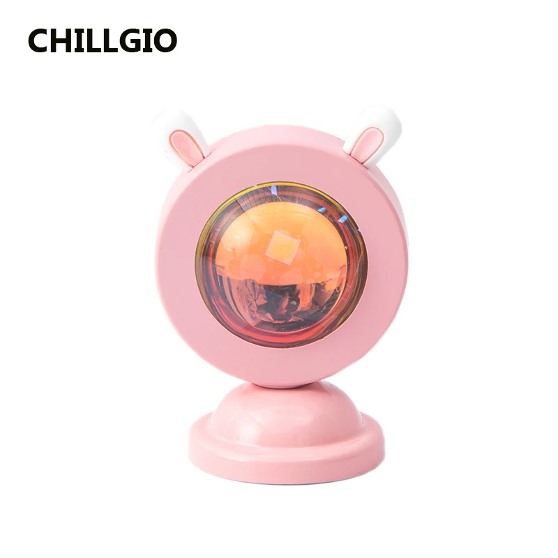 CHILLGIO Mini Sunset Light Atmosphere Ins Projector Photo LED Rainbow Dawn Table Lighting Room Decor Portable USB RGB Night Lamp