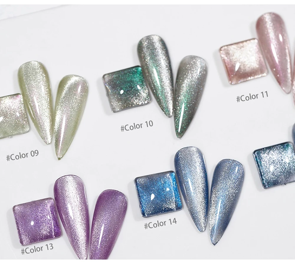Vendeeni Glitter 9D Cat Eye Nagelgel-Lack Magnet Hybrid Laser Bunter Nagelkunst-Gel-Lack UV LED Aushärtbarer Nagelgel-Lack – Detail 16