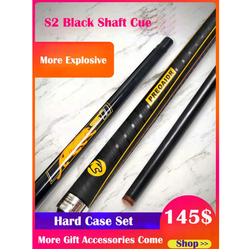 

NEW 3142 Brand S2 Pool Cues Black Maple Shaft 10.8mm 11.8 mm 13mm Tip with Pool Cue Case Set China 2019