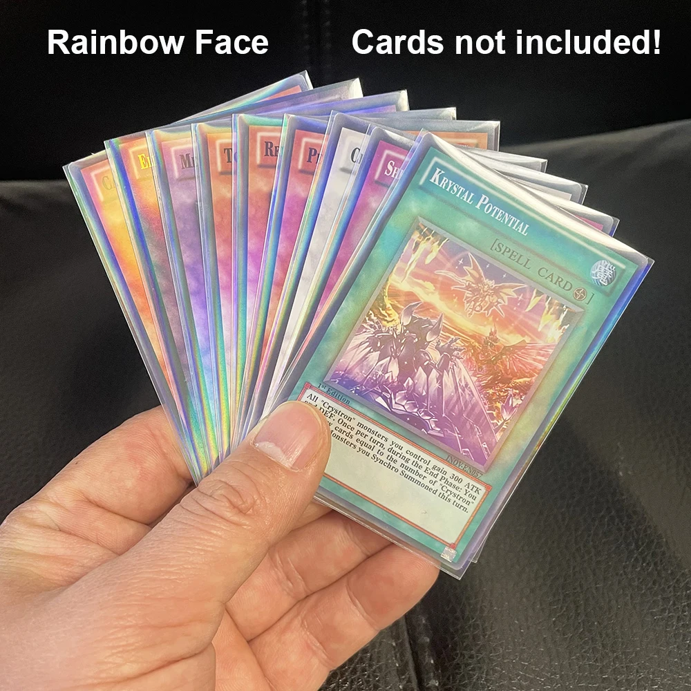 100pcs/lot Rainbow Foil YGO MTG TCG MGT Laser Clear Sleeves Korea Idol Photo Holographic Protector Trading Cards Shield Cover