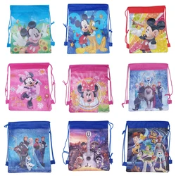 1pcs/lot Disney 27x34cm Minnie Mickey Mouse Birthday Party Gifts Non-woven Drawstring Bags Kids Boy Girls Favor School Backpacks