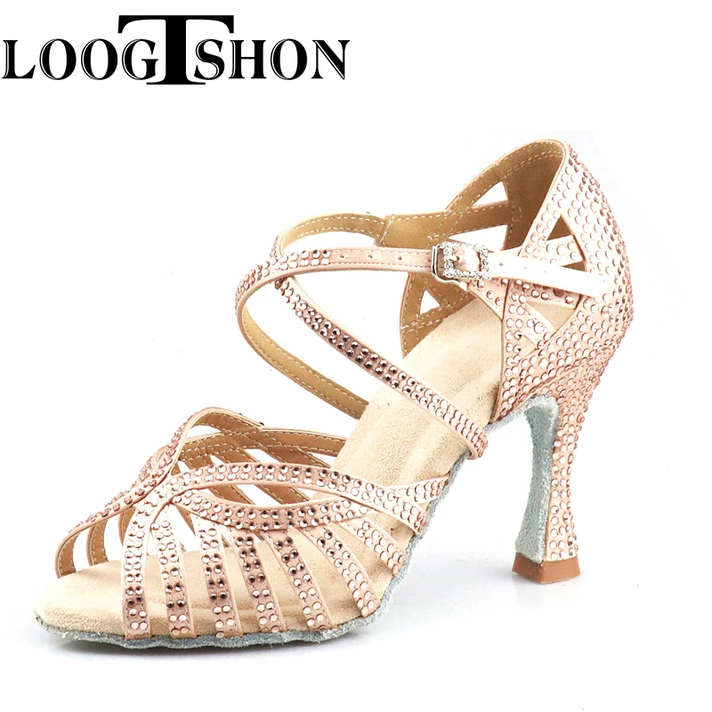 Loogtshon Dance Shoes for Women Ballroom Latin shoes Ladies Modern Tango Dancing Performance Shoes Salsa Sandals 7.5CM Heel