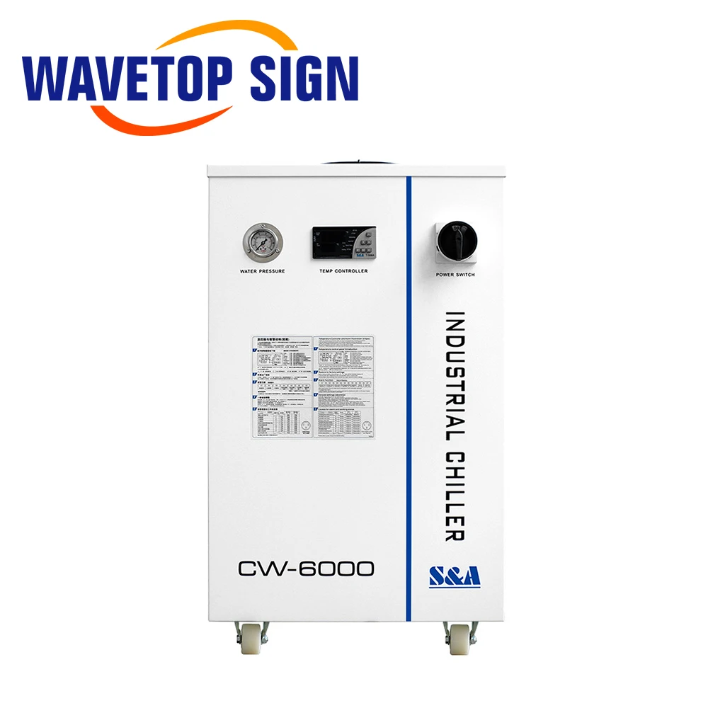 WaveTopSign S & A CW-6000 220V 110V 50/60Hz refrigeratore d\'acqua ad aria industriale per refrigeratori d\'acqua con tubo Laser in vetro Co2 da 300W