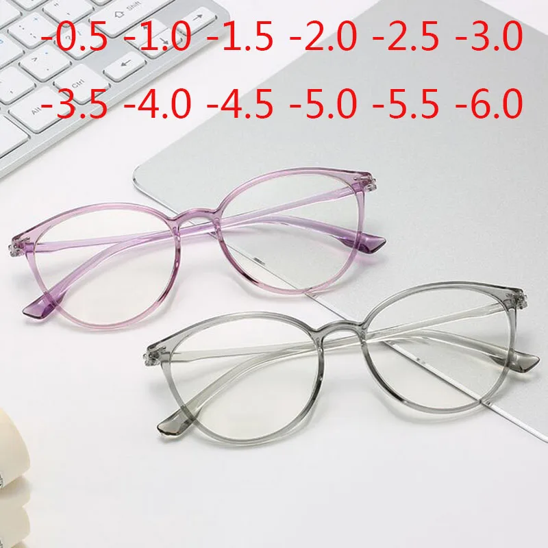 Retro Cat Eye Clear Lens Spectacle Women Myopia Optical Eyewear -0.5 -1 -1.5 -2 -2.5 -3 -3.5 -4 -4.5 -5 -5.5 -6