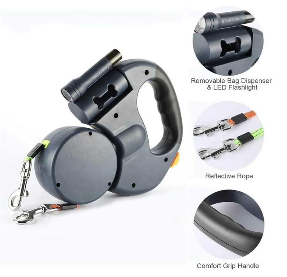 LED Automatic Retractable Traction Rope With Two-headed And Plastic Bag Box Dog Leash Dog Chain Pet Supplies Dog Accessories