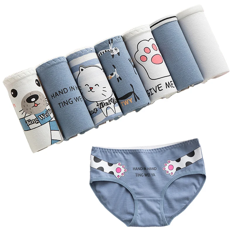 7PCS Panties Women Underwear Briefs Sexy Cotton Panties Lingeries Cueca Calcinhas Female Underpant Girls Cute Panty Ladies