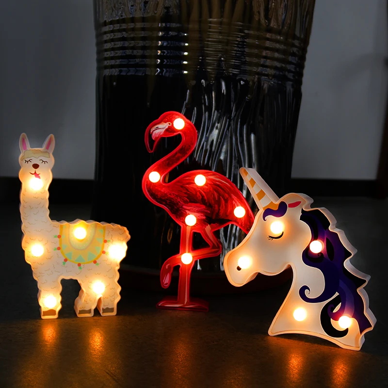 Unicorn Head LED Night Light Baby Unicornio Party 3D Luminaria Lamp Children\'s Gift Bedroom Table Decoration Unicorn Party decor